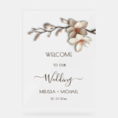 Ivory White 3D  Magnolia Flowers Wedding Welcome (Recto)