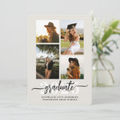 Ivory White 4 Photo Collage Faire-part Grad (Debout devant)