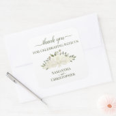 Ivory White Boho Floral Bouquet Weddenschap Vierkante Sticker (Envelop)