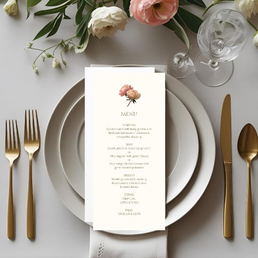 Ivory & White | Chic Floral Rose Wedding  Menu