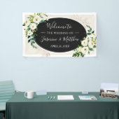 Ivory White en Green Flowers Wedding Party Spandoek (Beurs)