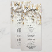 Ivory White Floral Gold Feuilles programme de mari (Devant / Derrière)