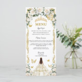 Ivory White Floral Quinceañera Brown Princess Menu (Debout devant)