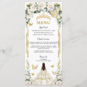 Ivory White Floral Quinceañera Brown Princess Menu (Devant)