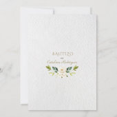 Ivory White Floral Spain Invitacion De Bautizo Kaart (Achterkant)