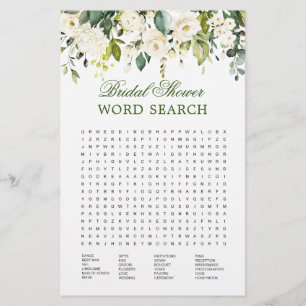 Ivory White Floral Word Search Vrijgezellenfeest