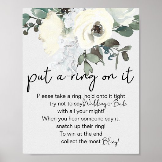 Ivory White Floral zette het spel aan Poster (Voorkant)