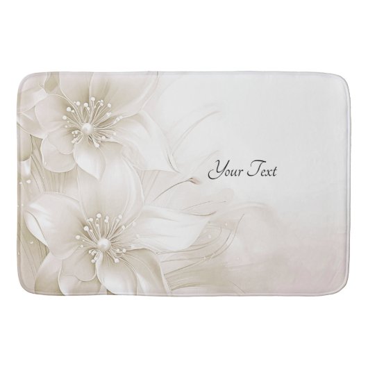 Ivory White Flowers Bath Mat (Voorkant)