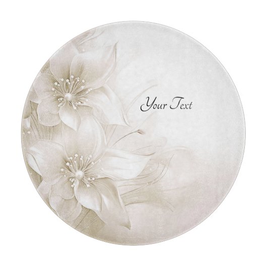 Ivory White Flowers Cutting Board Snijplank (Voorkant)