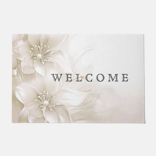 Ivory White Flowers Doormat Deurmat (Voorkant)