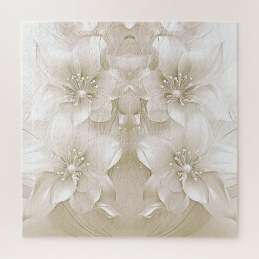 Ivory White Flowers Jigsaw Puzzle (Vertical)