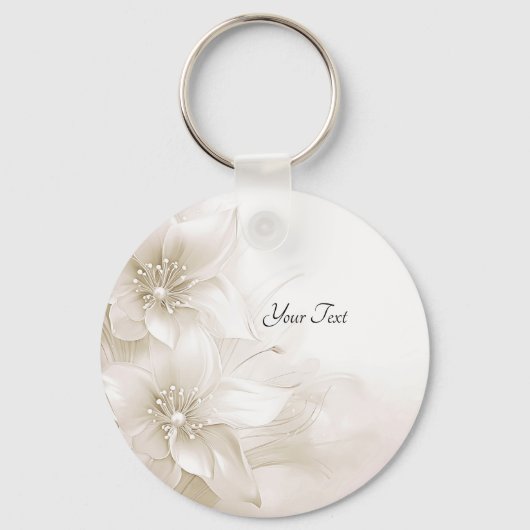 Ivory White Flowers Keychain (Voorkant)
