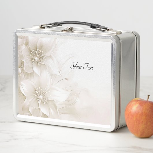 Ivory White Flowers Lunchbox (En situation)