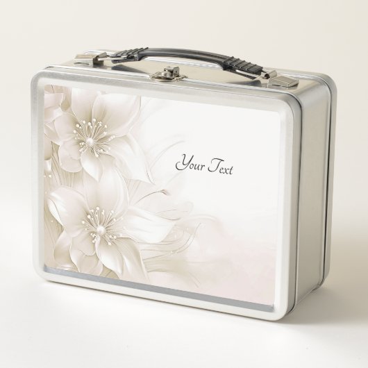 Ivory White Flowers Lunchbox (Voorkant)