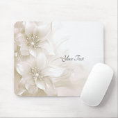 Ivory White Flowers Mousepad Muismat (Met muis)