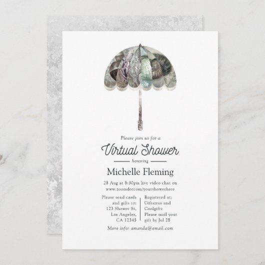 Ivory White Parasol Virtual Shower Kaart (Voorkant / Achterkant)