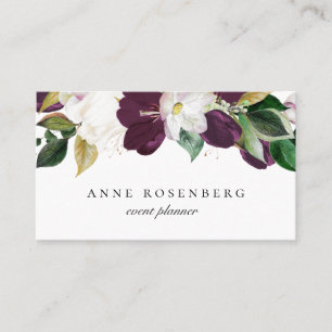 Ivory White Plum Paars Floral Visitekaartje