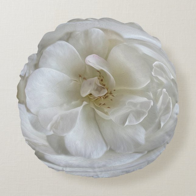 Ivory white rond kussen (Voorkant)