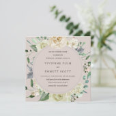 Ivory White Rose Hydrangea Floral Wedding Kaart (Staand voorkant)