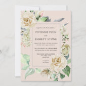 Ivory White Rose Hydrangea Wedding Kaart (Voorkant)