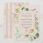 Ivory White Rose Hydrangea Wedding Kaart (Voorkant / Achterkant)