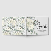 Ivory White Roses Floral Mariage Livre d'invité (Complet)