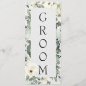 Ivory White Roses Floral Réservé Menu Siège (Devant)