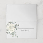 Ivory White Roses Floral Wedding Place Card (Buitenkant ongevouwen)