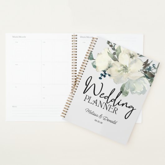 Ivory White Roses Floral Wedding Planner (Display)