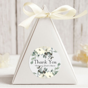 Ivory White Roses Floral Wedding Ronde Sticker