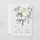 Ivory White Roses Floral Wedding RSVP (Devant)