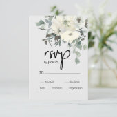 Ivory White Roses Floral Wedding RSVP (Debout devant)