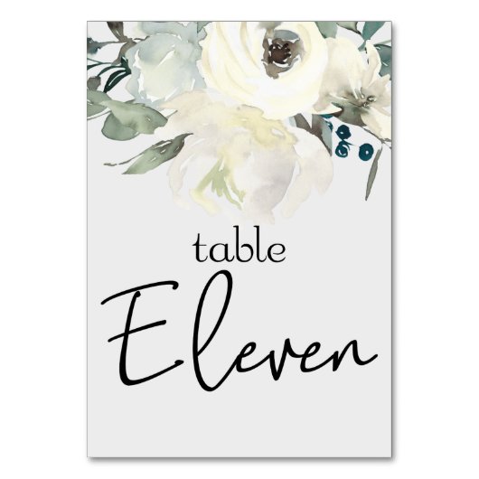 Ivory White Roses Floral Wedding Table Number Kaart (Achterkant)