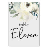 Ivory White Roses Floral Wedding Table Number Kaart (Voorkant)