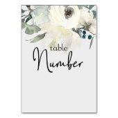 Ivory White Roses Floral Wedding Table Number Kaart (Achterkant)