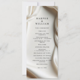 Ivory white Satin Elegance Wedding Program Kaart