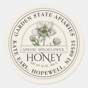 Ivory Wildflower Honinglabel Ronde Sticker