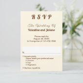 Ivory with Brown Typography Portrait Wedding RSVP (Staand voorkant)