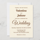 Ivory with Brown Typography Wedding Invitation Kaart (Voorkant)