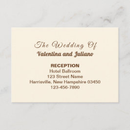 Ivory with Brown Typography Wedding Reception Informatiekaartje