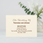 Ivory with Brown Typography Wedding Reception Informatiekaartje (Staand voorkant)