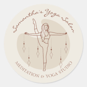 Ivory Yoga Pilates Spirituele Gym Coach Salon Ronde Sticker