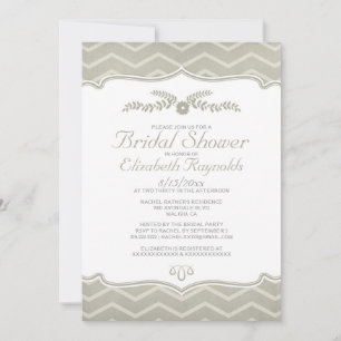 Ivory Zigzag Bridal Shower Invitations Kaart