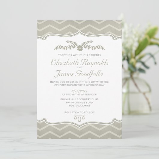 Ivory Zigzag Invitations De Mariage (Debout devant)