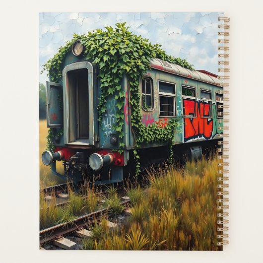 Ivy and Graffiti  Covered Abandoned Train Planner (Achterkant)