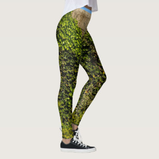 Ivy-bedekte stenen muur met blauwe leggings