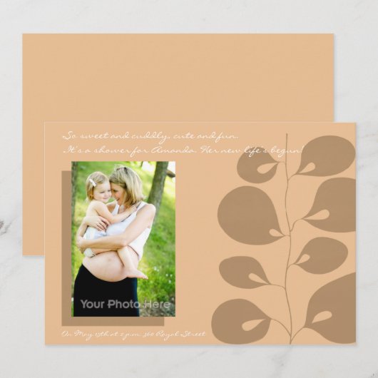 Ivy brown baby shower-uitnodiging kaart (Voorkant / Achterkant)