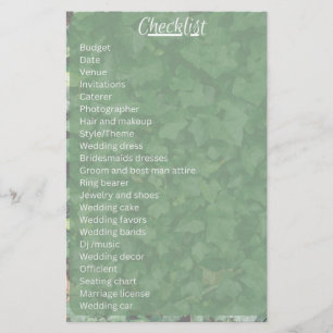 Ivy bruiloft checklist briefpapier