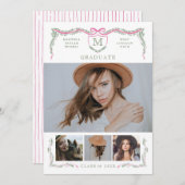 Ivy Crest Monogram Foto Afstuderen Kaart (Voorkant / Achterkant)