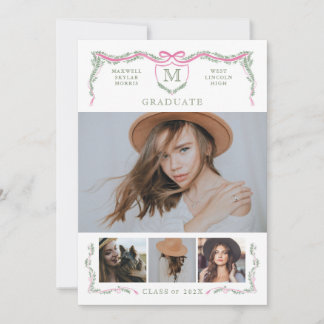 Ivy Crest Monogramme Photo Faire-part de graduatio